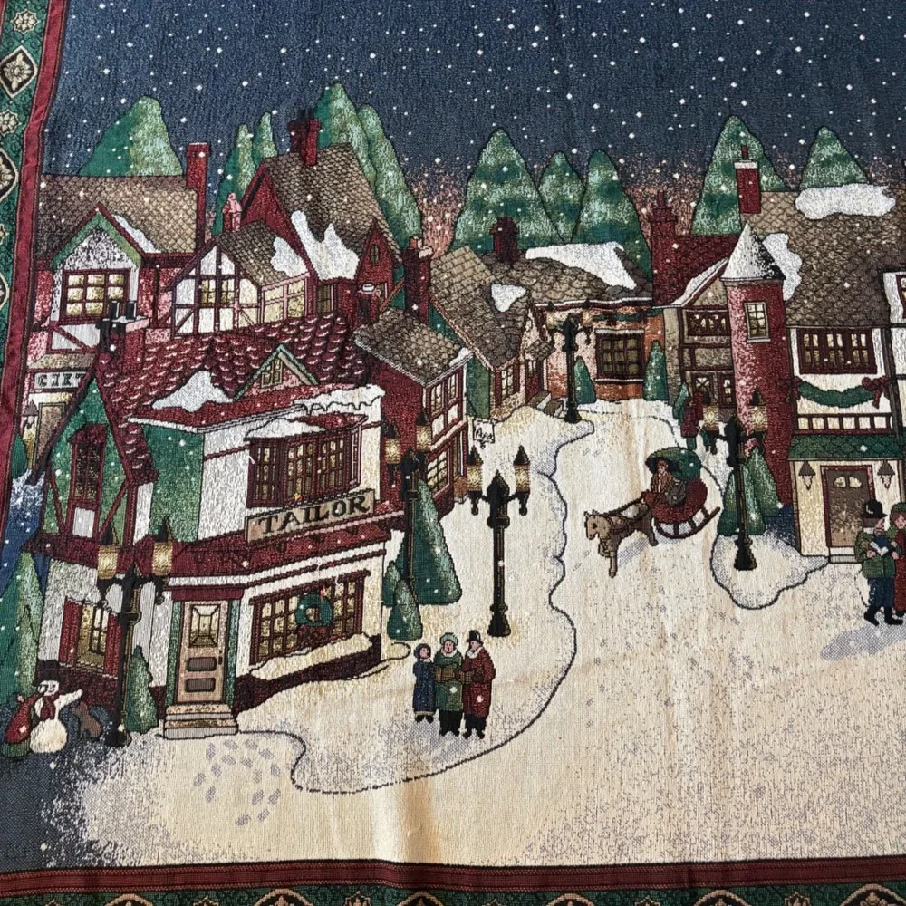 Chatham Woven Cotton Throw Blanket Winter Village Christmas Tapestry USA 50x70